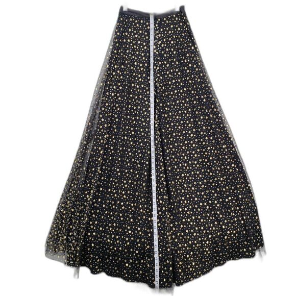 Alyce Paris Skirt Women XS Black Gold Star Tulle Maxi Witchy Goth Whimsygoth - Picture 5 of 11